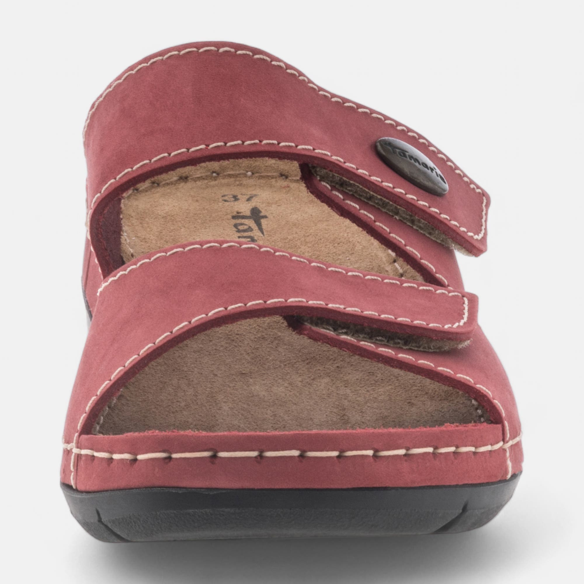 Chaussures confort paramédical Femme en cuir rouge