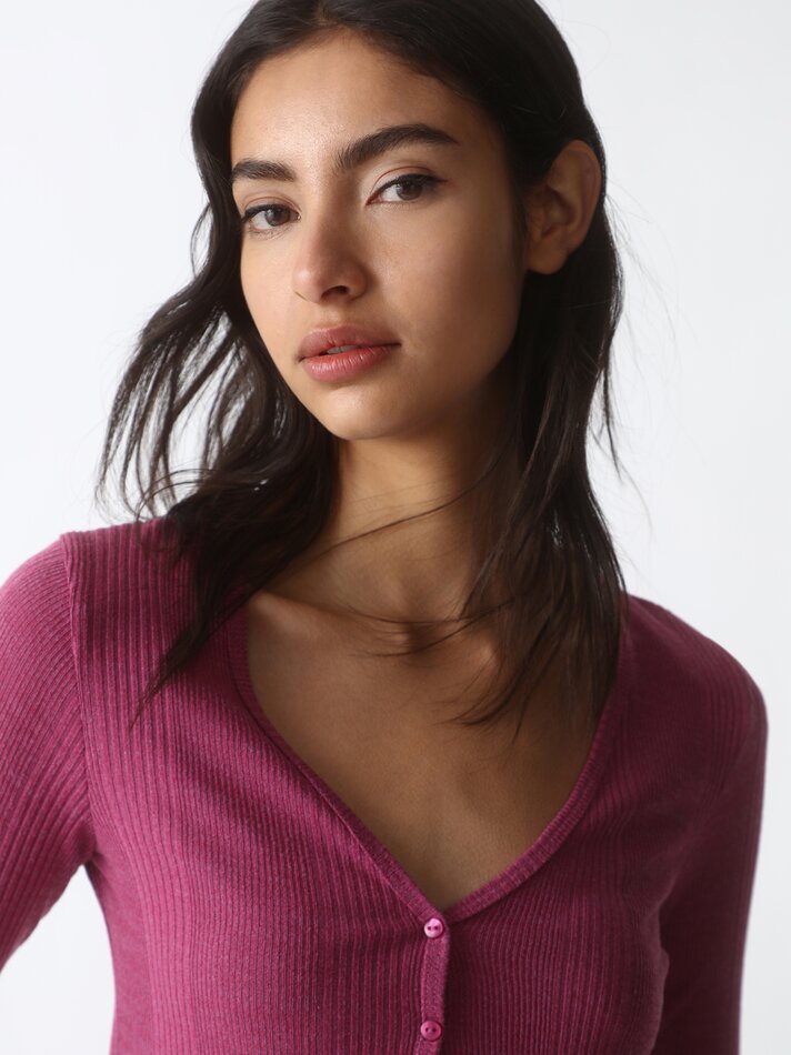 Camiseta com botões - Rosa Malva