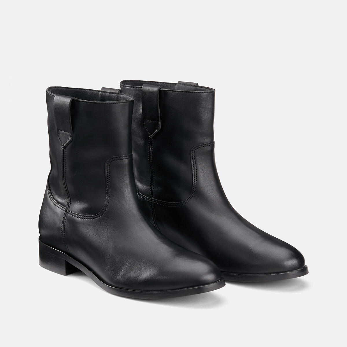 COLEÇÃO LA REDOUTE<br>Botas de couro de salto baixo estilo western