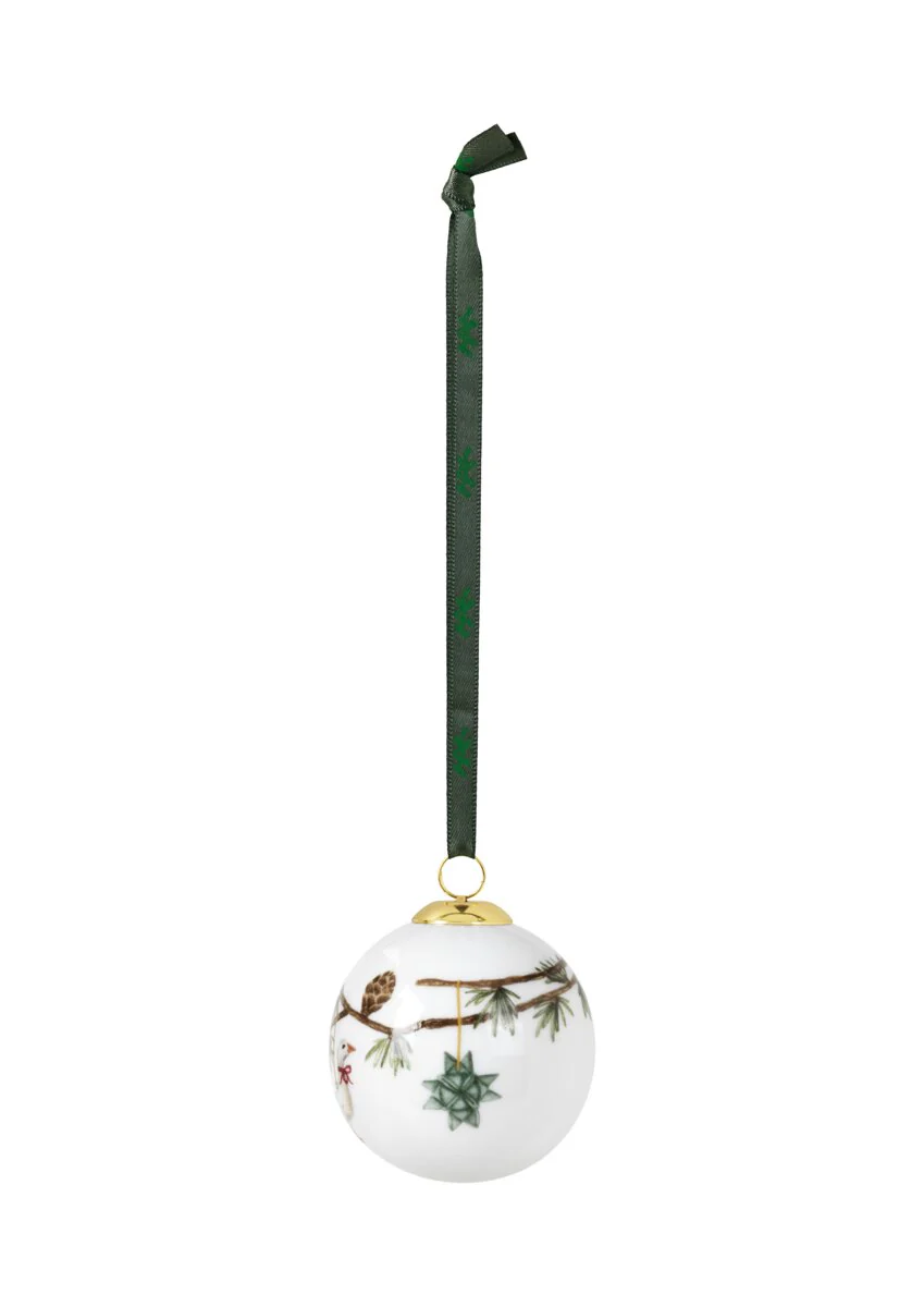 Kähler  Hammershøi Christmas Kugle 2018, hvid m. deko - Ø6 cm.