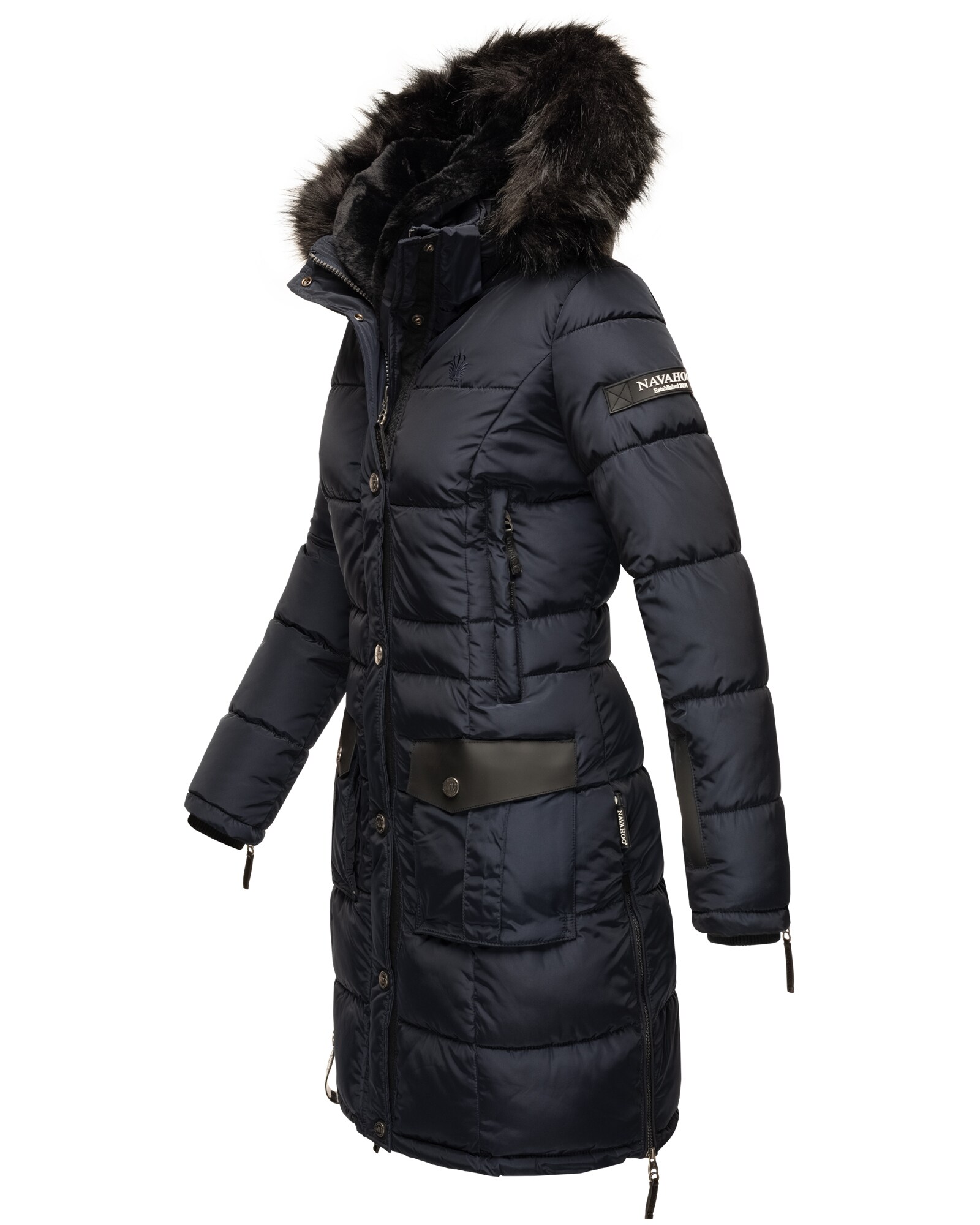 NAVAHOO Damen Stylischer Steppmantel Winter Parka mit edlem Fellimitat Sinja