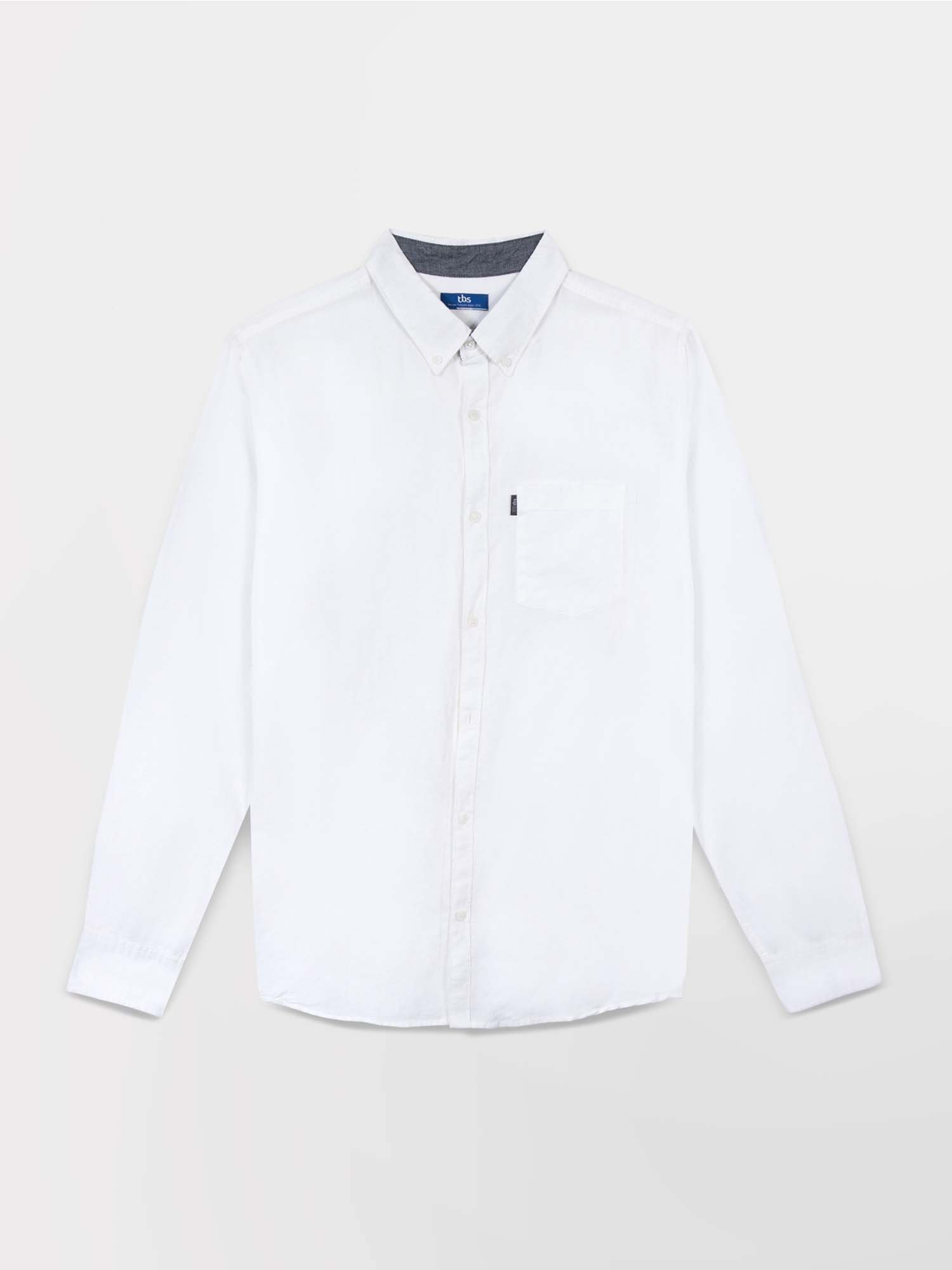 Chemise Homme Manches Longues Lin\/Coton Blanc