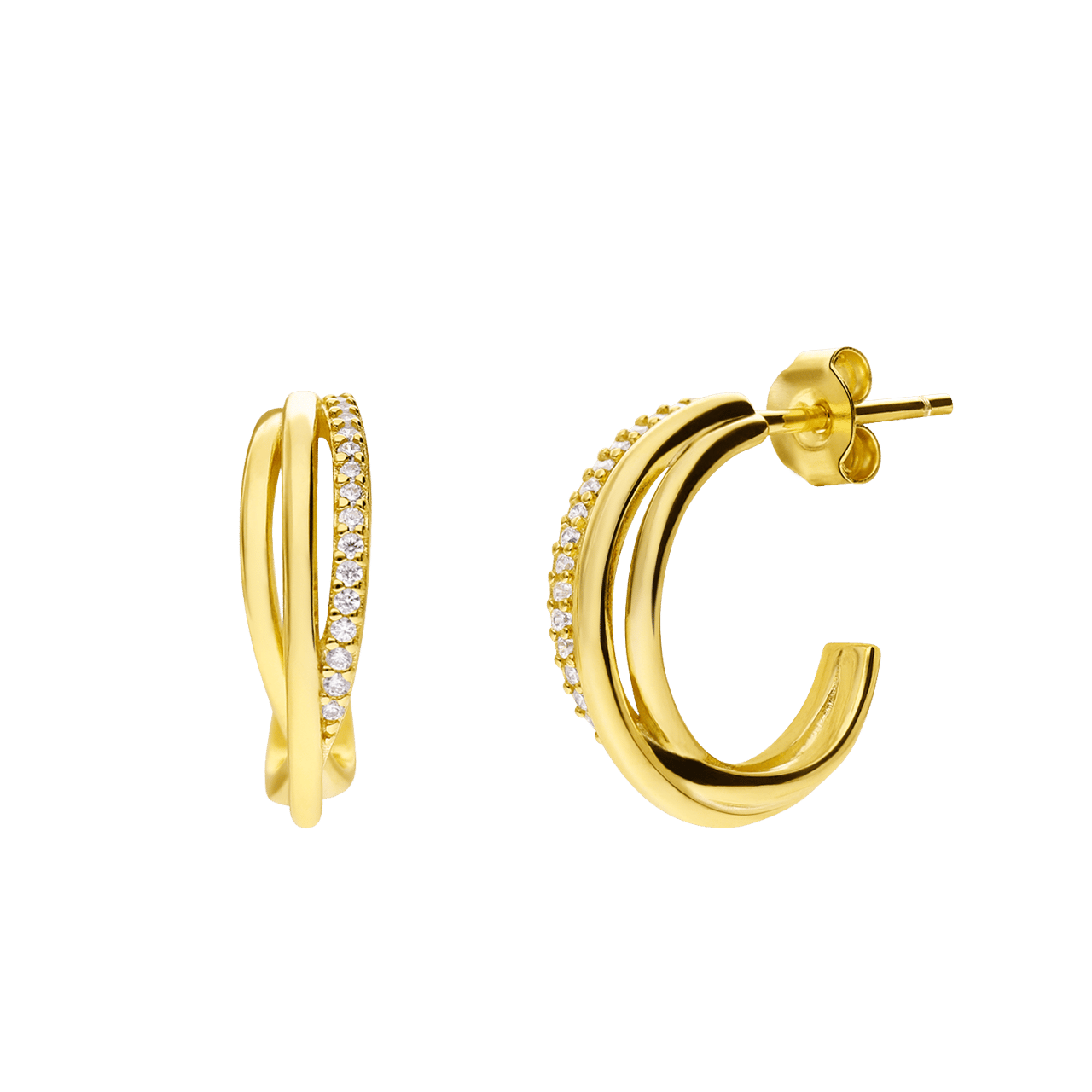 Zilveren goldplated oorbellen zirkonia