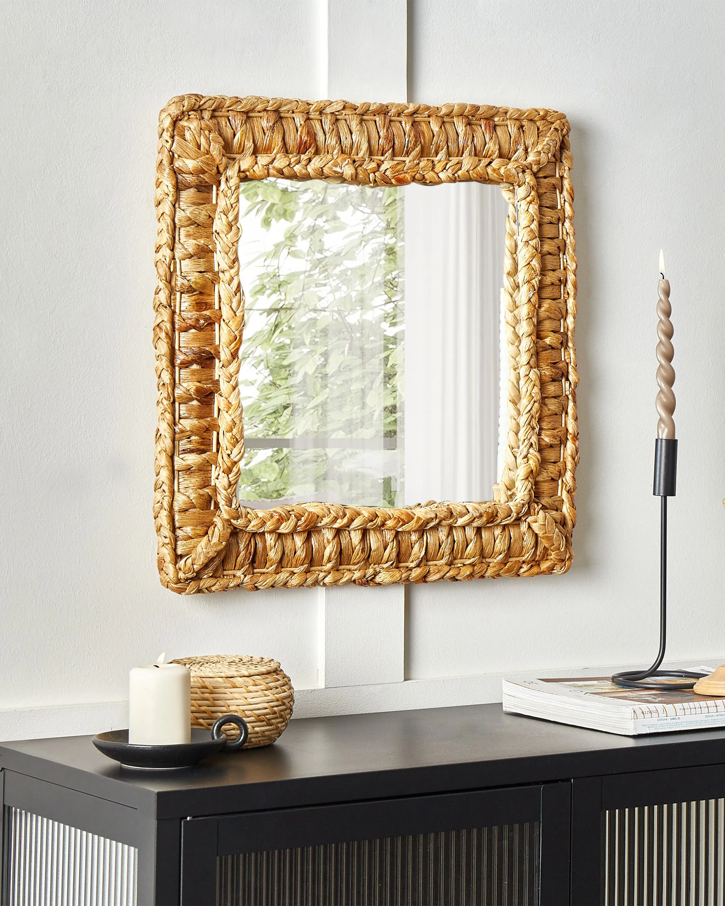 Wandspiegel LANGLI 52 cm 52 cm Wicker Natuurlijk