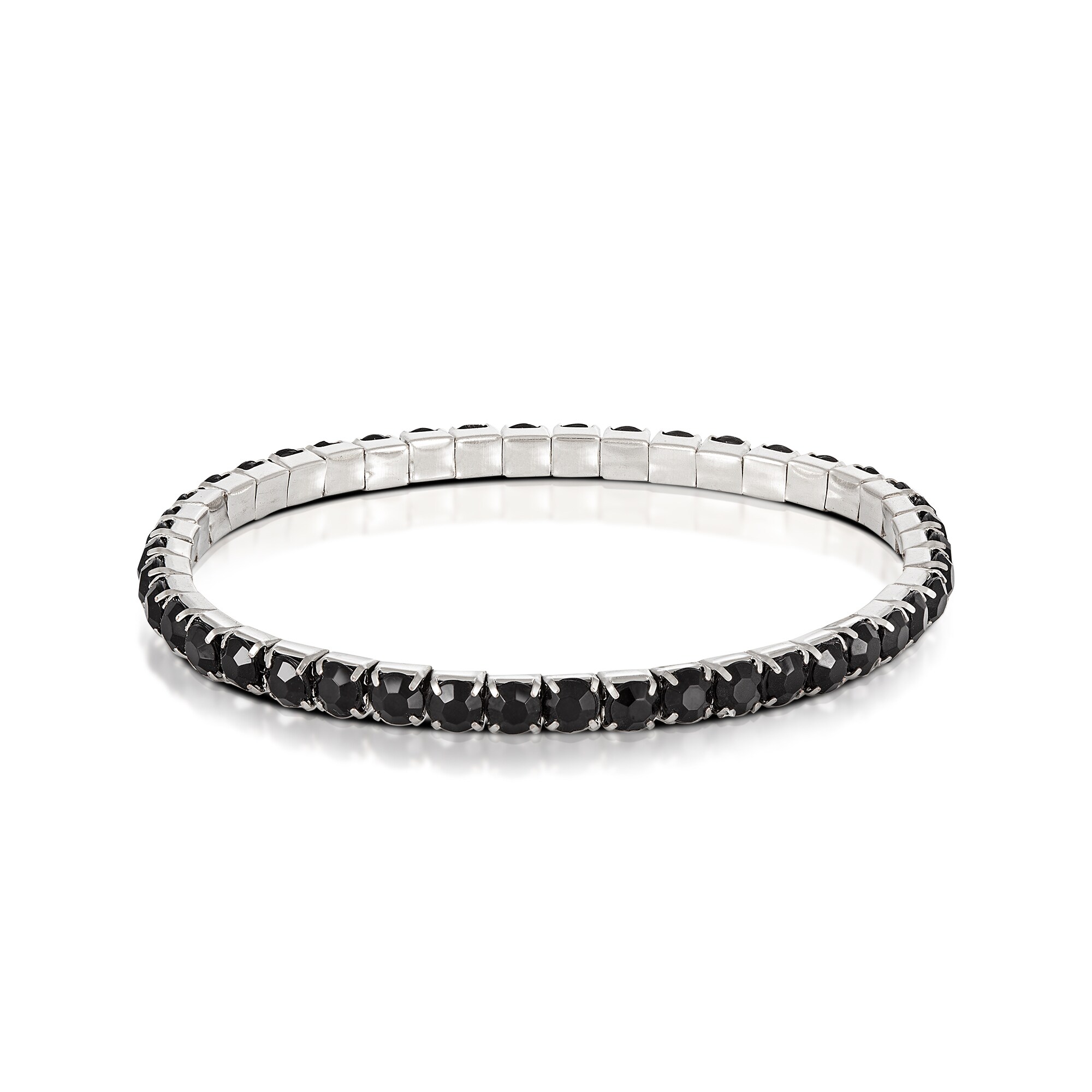 Steuer Modeschmuck Armband Set aus 3 Strecharmbändern rhodiumf.-schwarz