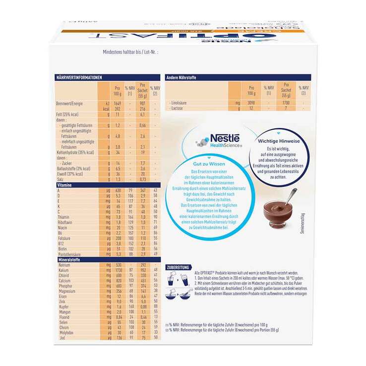 Optifast Creme Schokolade Pulver, 8X55 g