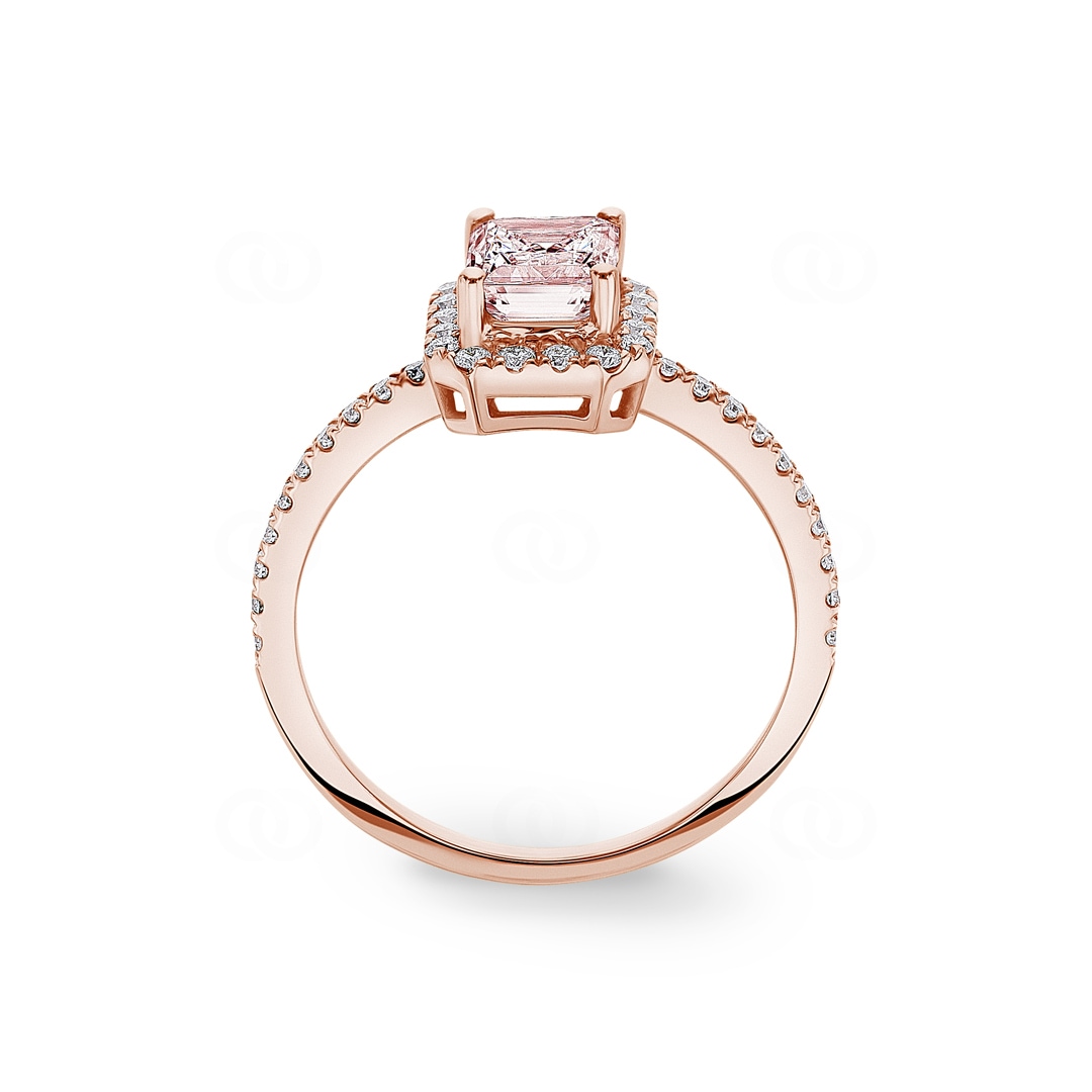 Cocktailring 750/18 K Roségold mit Morganit und Diamanten 0.31 ct H/si
