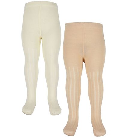 Minymo trømpebukser - 2-Pak - Bambus - Rib - Off White