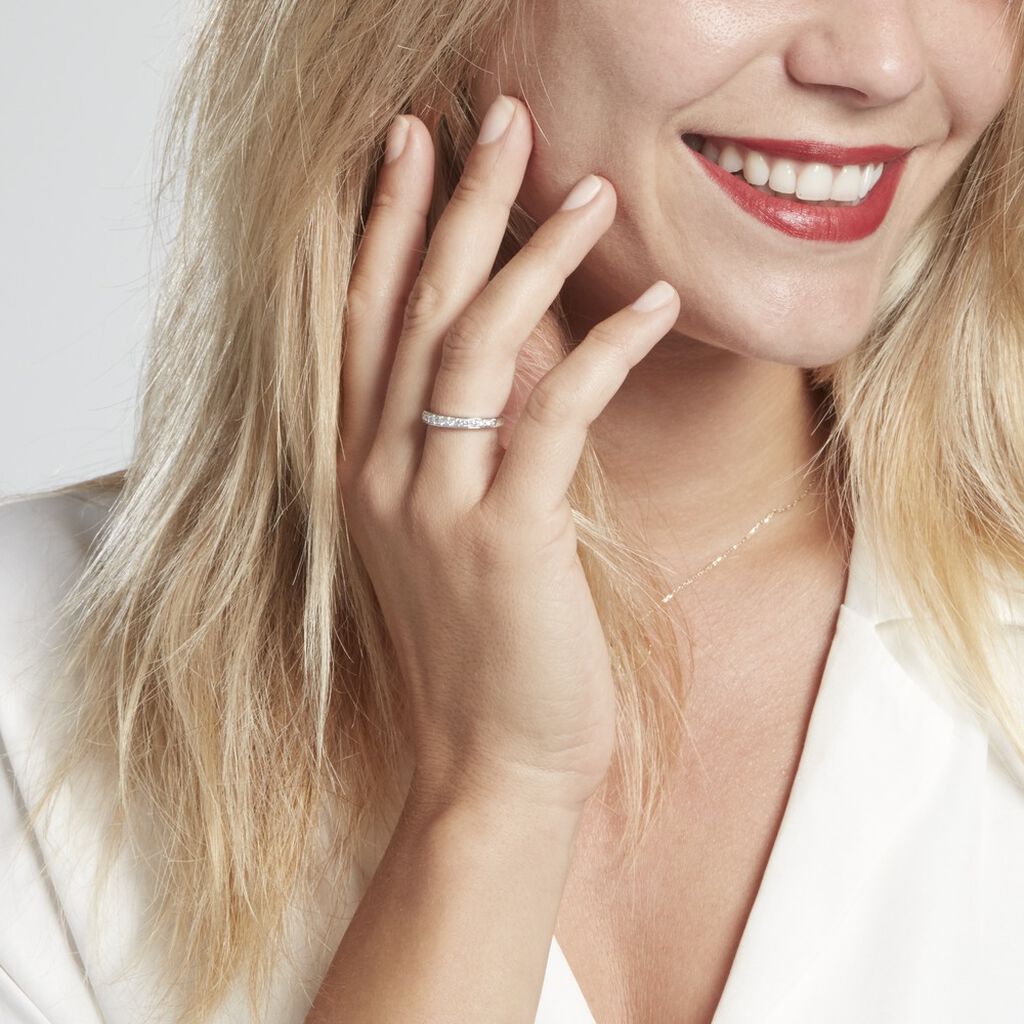 Demi-alliance Or Blanc  Valentine Diamant Synthetique