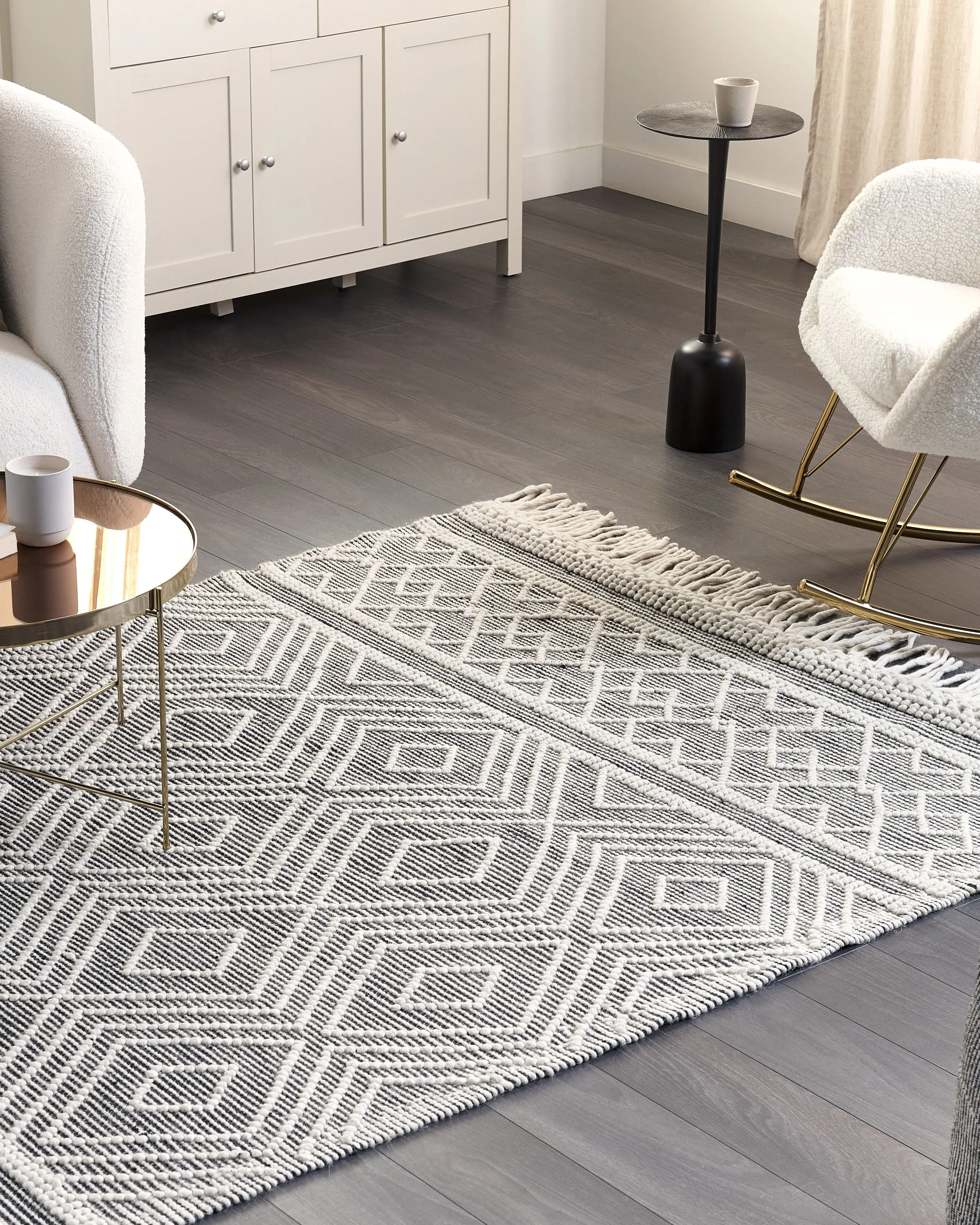 Vloerkleed SAVUCA Zwart 160 x 230 cm Wol