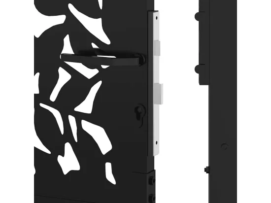 Portail de jardin noir 105x180 cm acier conception de feuilles