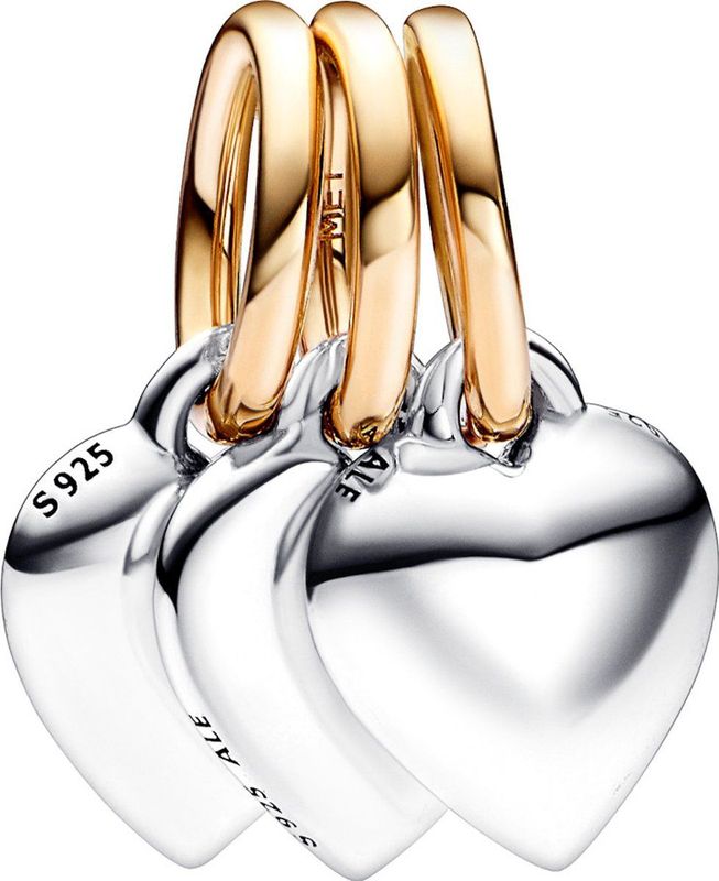 Pandora - Tweekleurige Deelbare Drievoudige Vriendschapsbedelhanger - Sterling Zilver - Harten