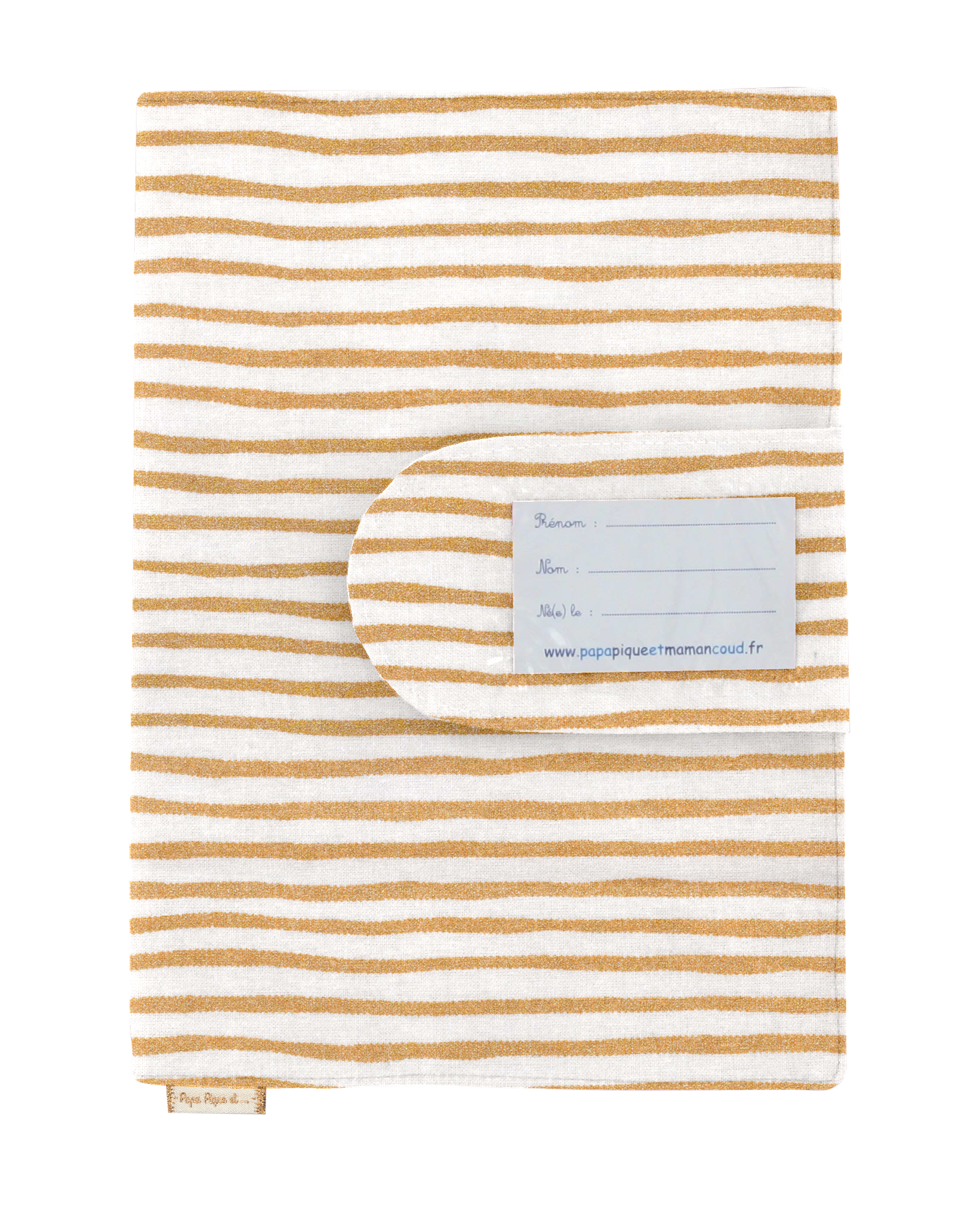 Protège Carnet De Santé Rayé Or Blanc