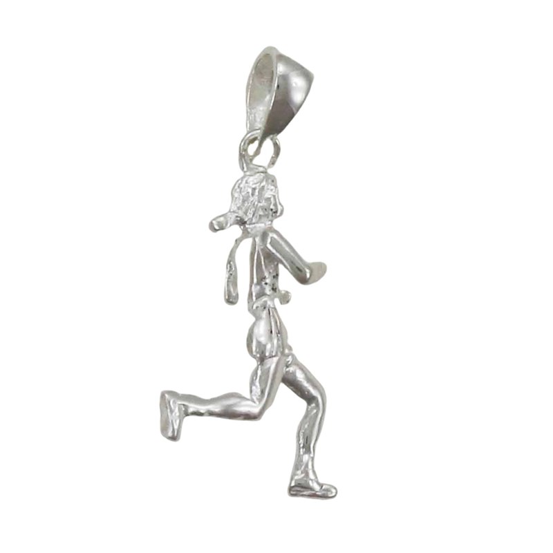 Pendentif course à pied féminine - Argent massif