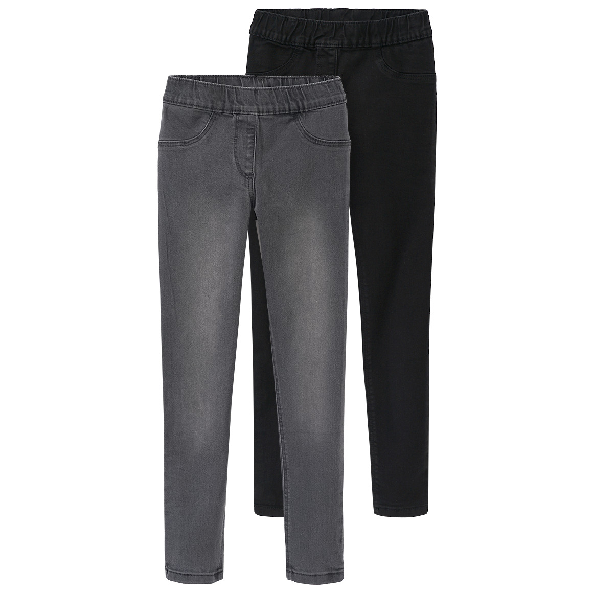 Famy 2 Mädchen Jeggings mit Stretch-Bund dunkelgrau / schwarz