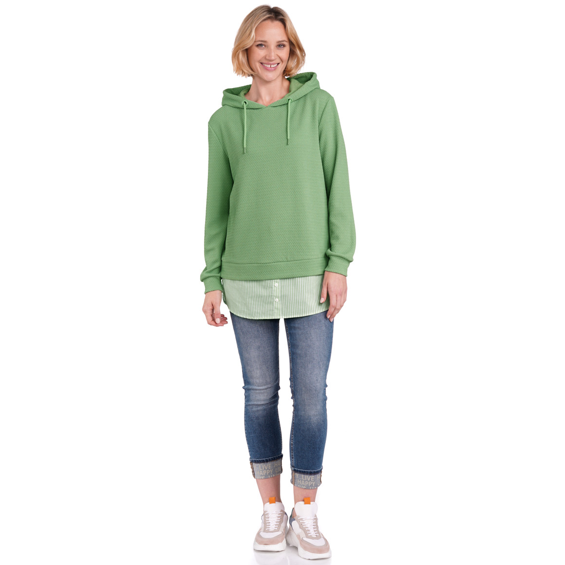 Gina Benotti Damen Hoodie mit Bluseneinsatz hellgrün