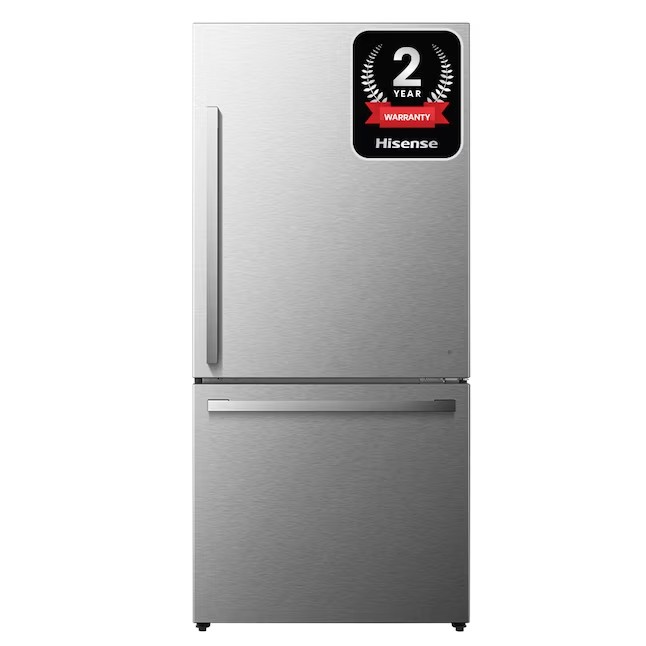 Refrigerador Hisense de 17,2 pés cúbicos com freezer na parte inferior e profundidade de balcão (aço inoxidável resistente a impressões digitais) ENERGY STAR