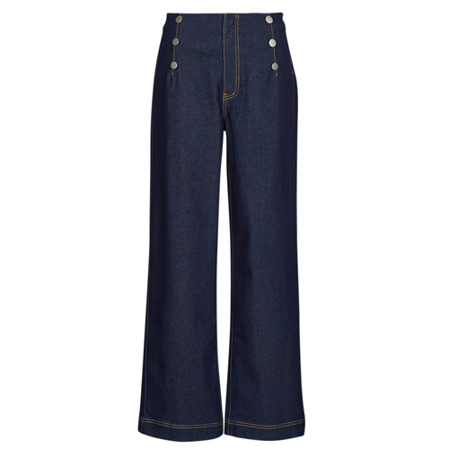 Vila - VIUMMA BUTTON HW WIDE JEANS/ C25 - Bleu Brut