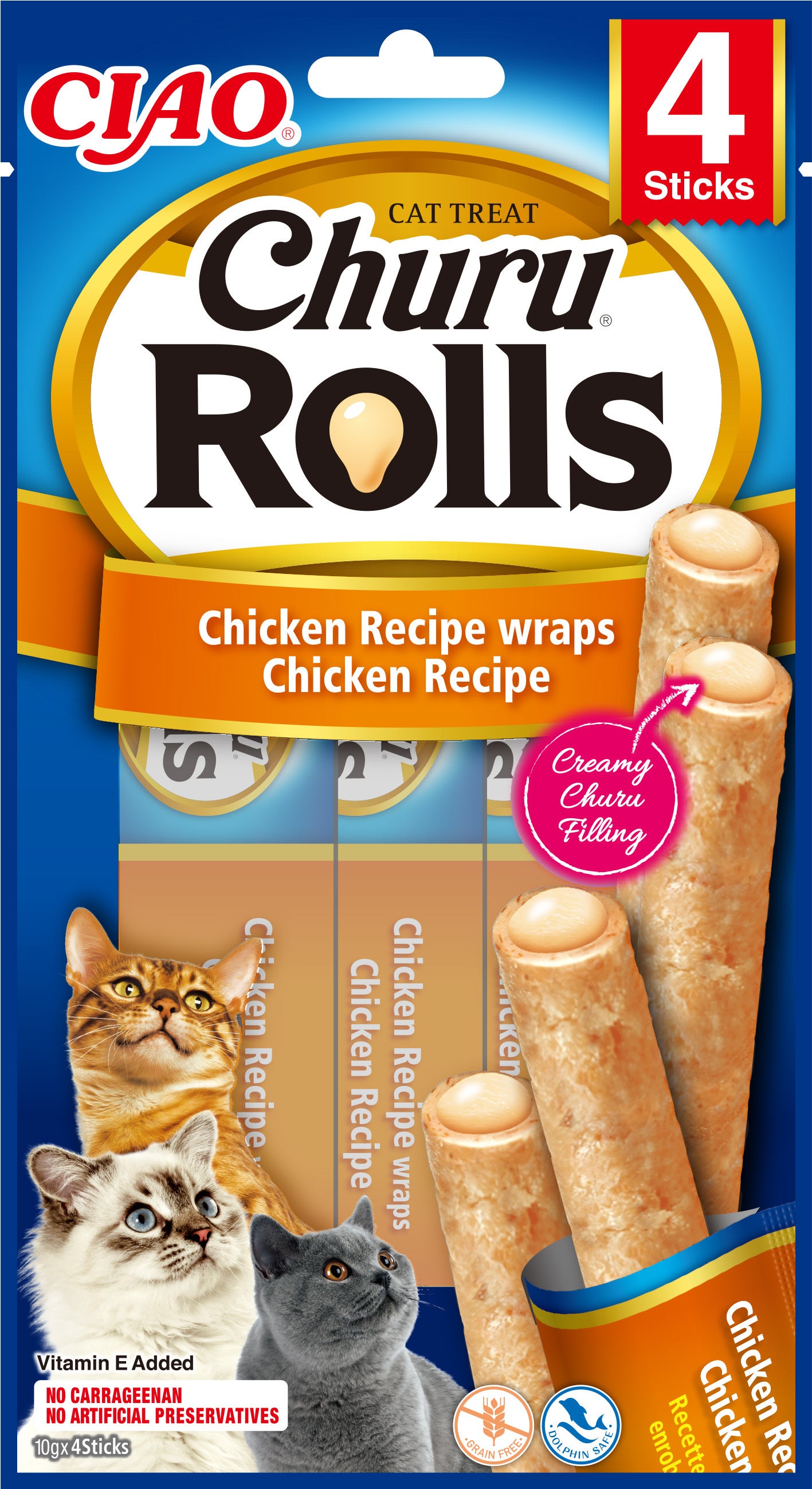 Inaba kattensnack Churu Rolls kip 10 g 4 stuks