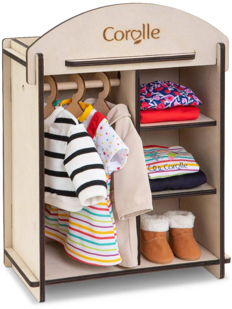 BB30\/36 - ARMOIRE EN BOIS POUR POUPON ET POUPEE DE 30 A 36 CM - COROLLE ACCESSOIRES