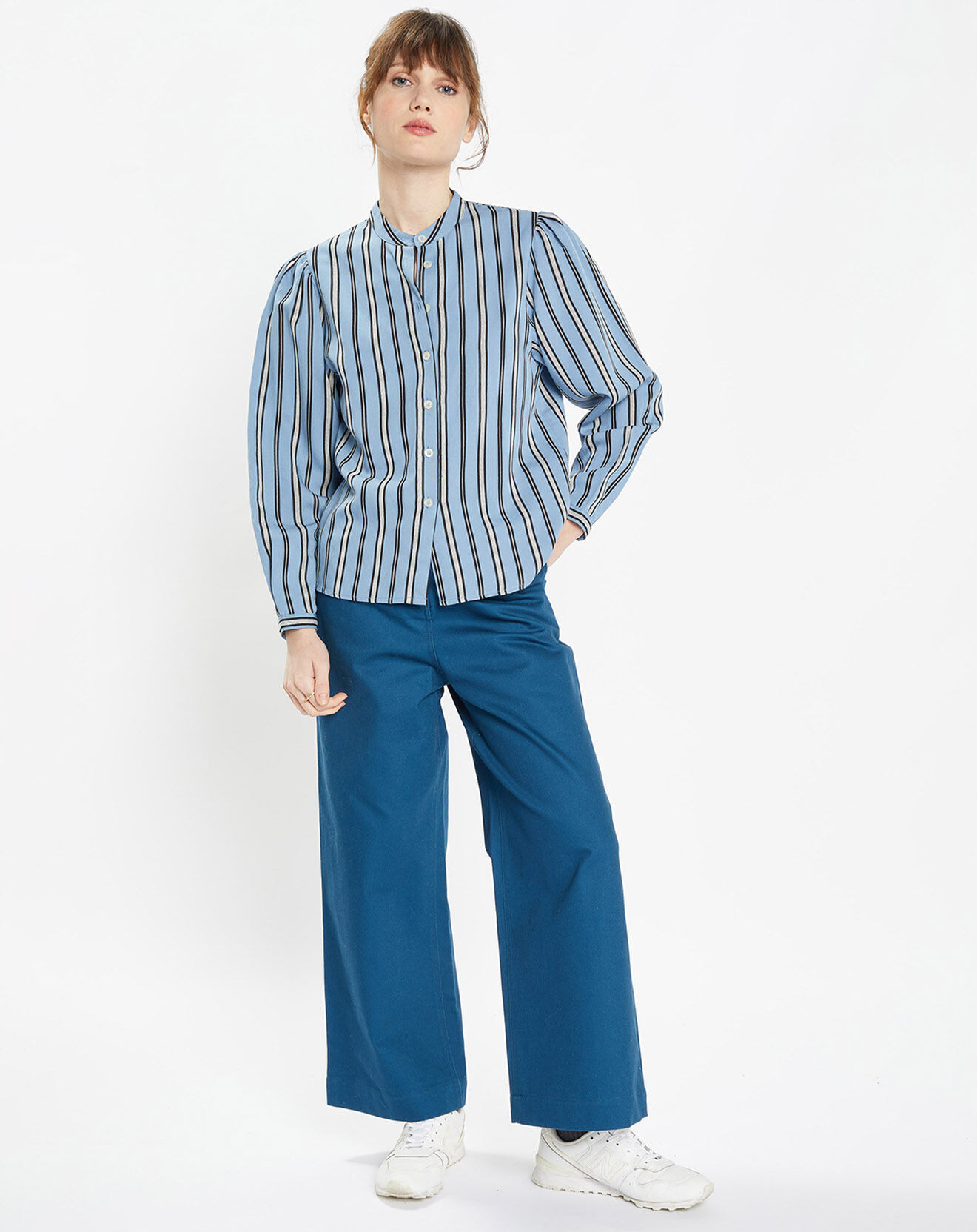 Galeries Lafayette Pantalon 7/8 en twill de coton biologique Clément bleu foncé