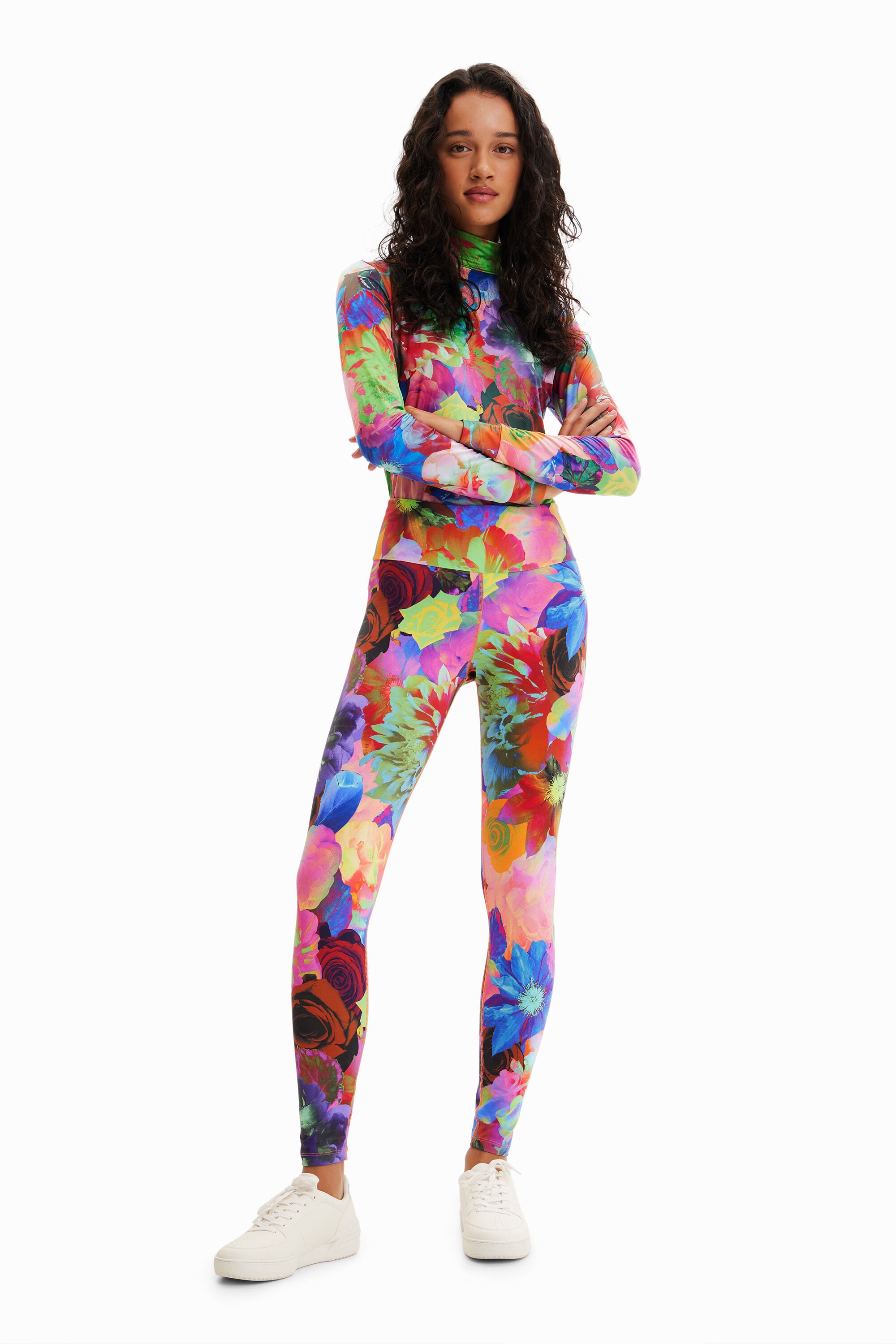 Legging stretch fleurs