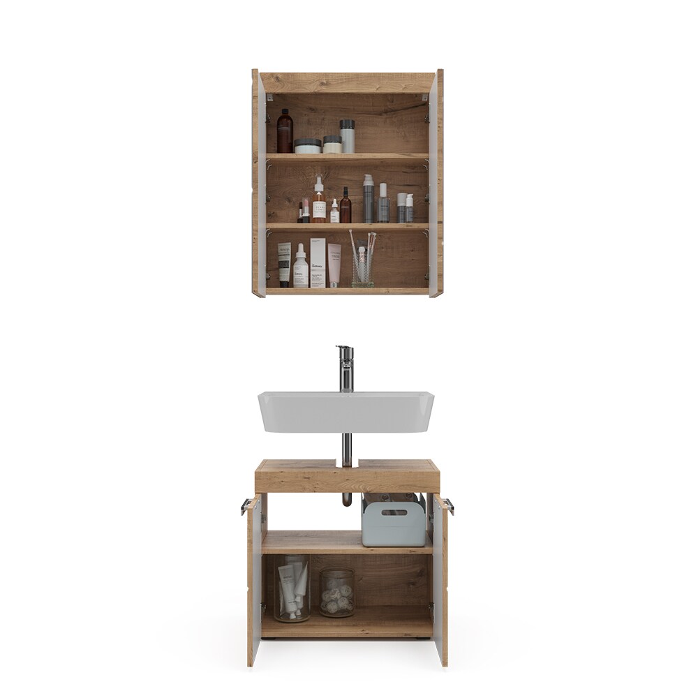 Vicco Badmöbel Set Badezimmermöbel Luna Spiegelschrank + Waschtischunterschrank
