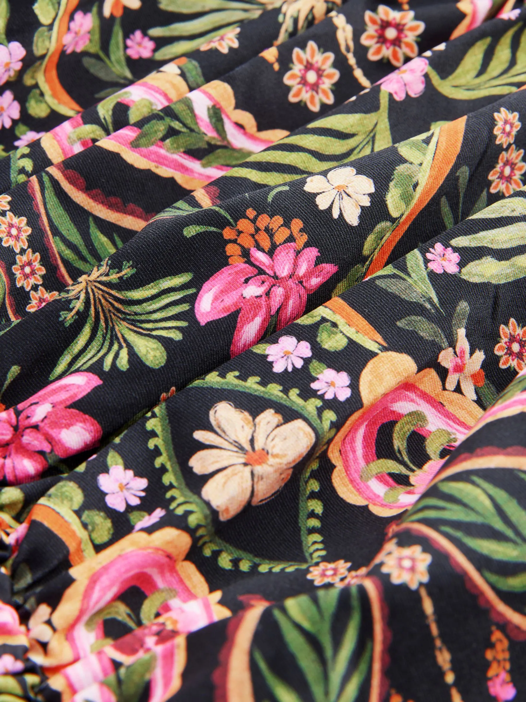 Zwart/Roze paisley - Vormgevend bandeaubadpak met buikcorrectie