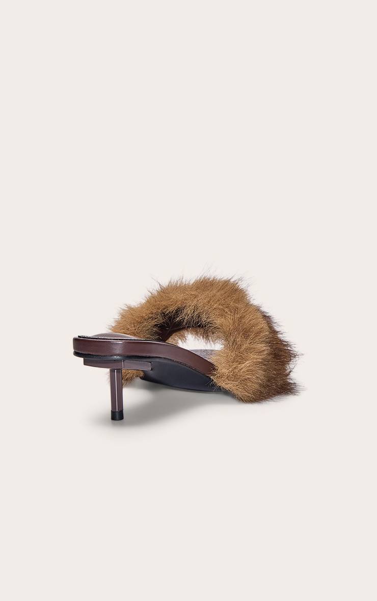 Chocolat Mules À Bout Rond Et Talon Chaton En Synthétique