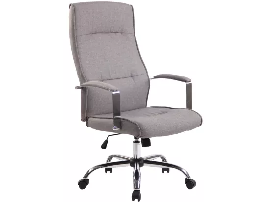 Chaise de bureau - Tissu & Métal chromé - Gris - Portland