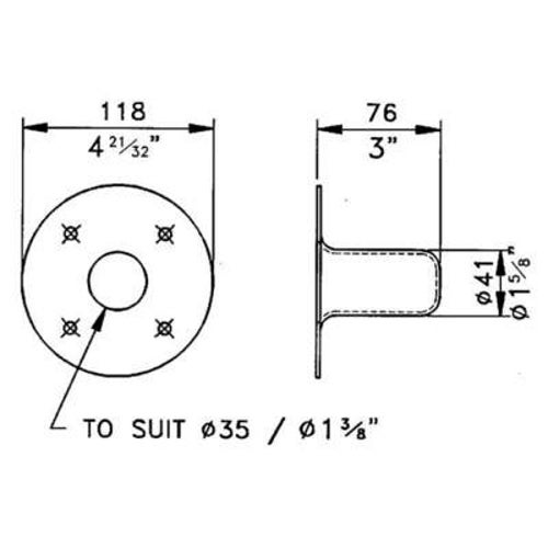 Penn Elcom boxflens, 35 mm diameter, staal
