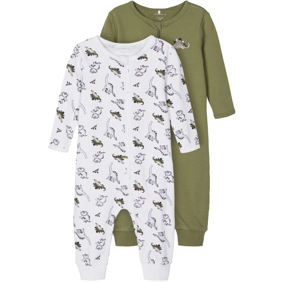 name it Schlafoverall 2er Pack Loden Green Dino