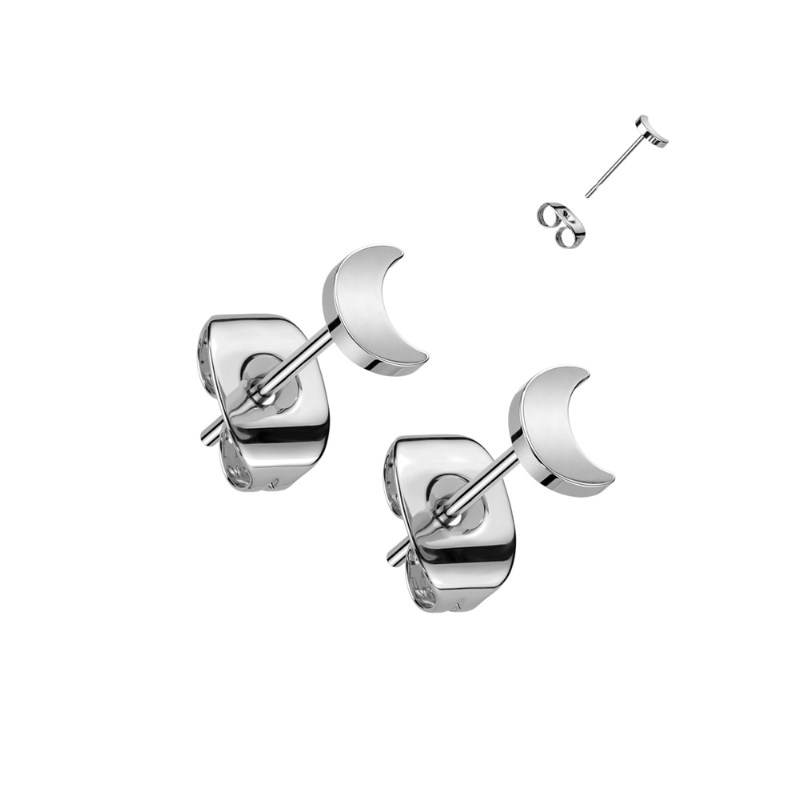 Boucle d'oreille lune en titane