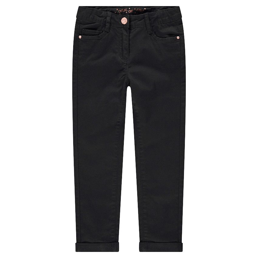 Pantalon en twill coupe slim uni - Noir