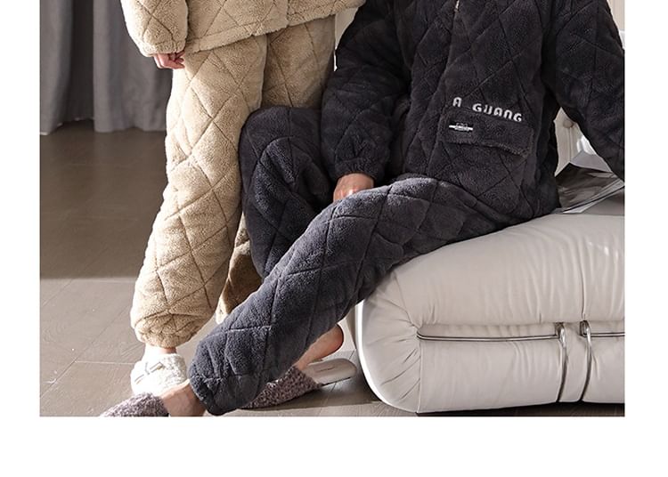 Jeony - Bijpassende loungewearset voor koppels: koraalfleece jack met capuchon en broek