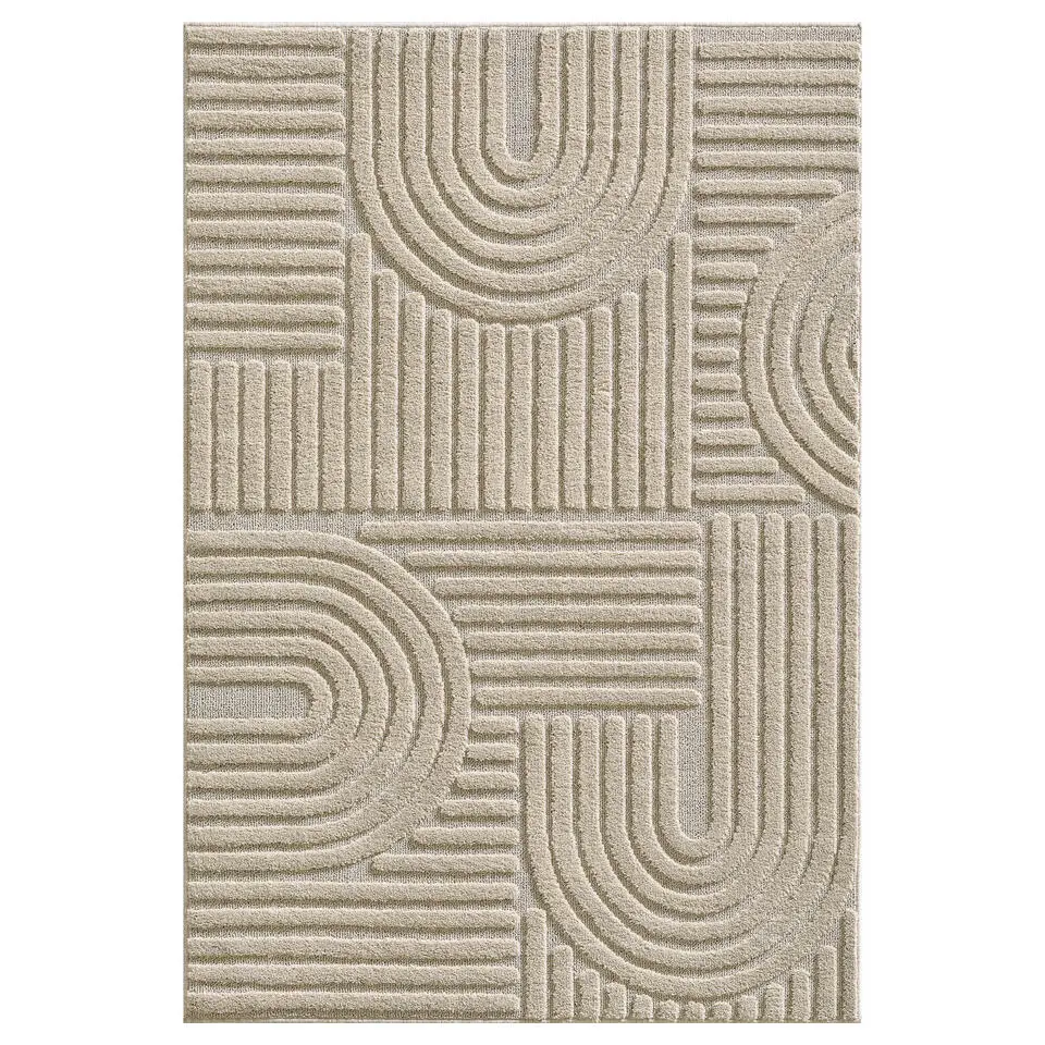 Modern Japandi Vloerkleed - Beige - Boho Scandinavisch - 140x200 cm Laagpolig