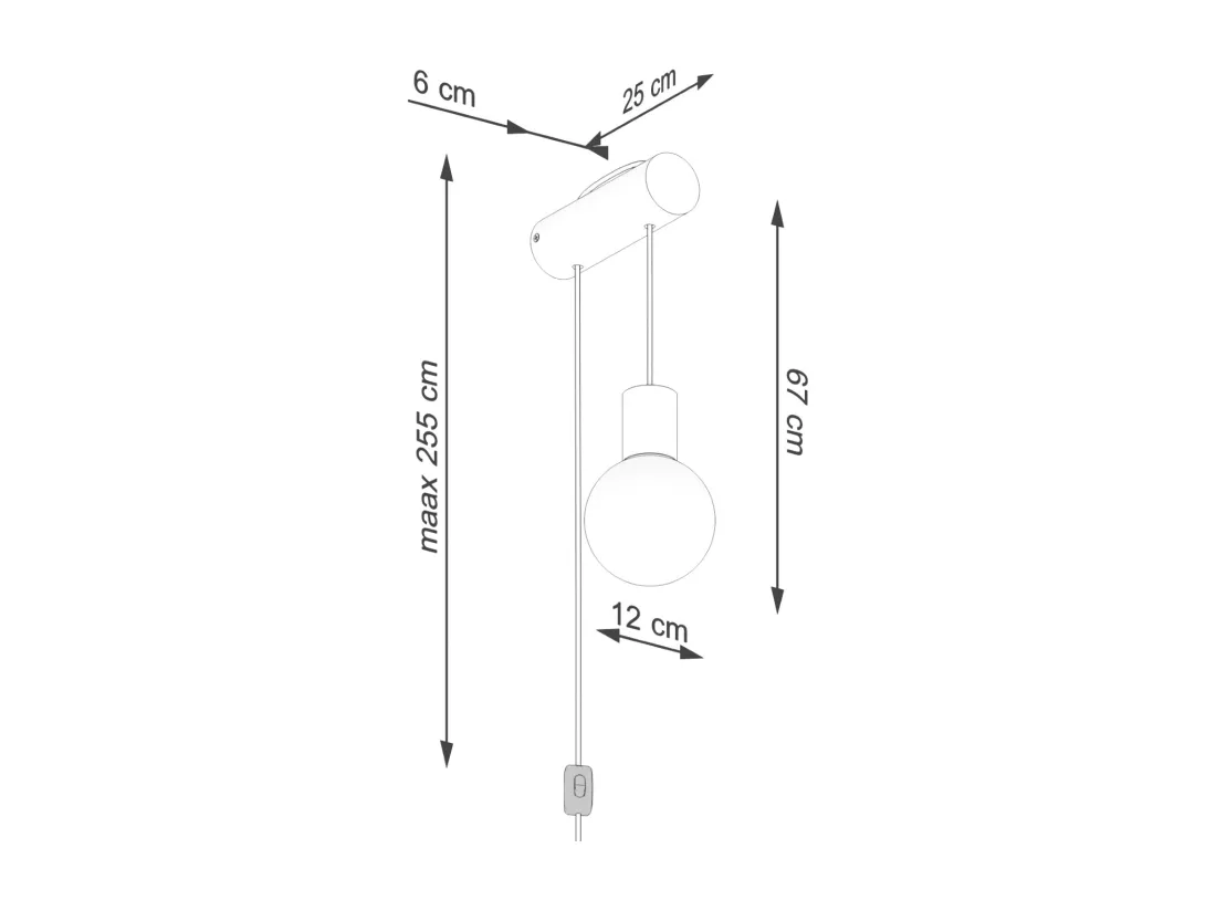 Applique Nimbi grenier en bois/verre - 1 sources lumineuses - L.6 x H.67 cm - bois naturel/blanc/noir