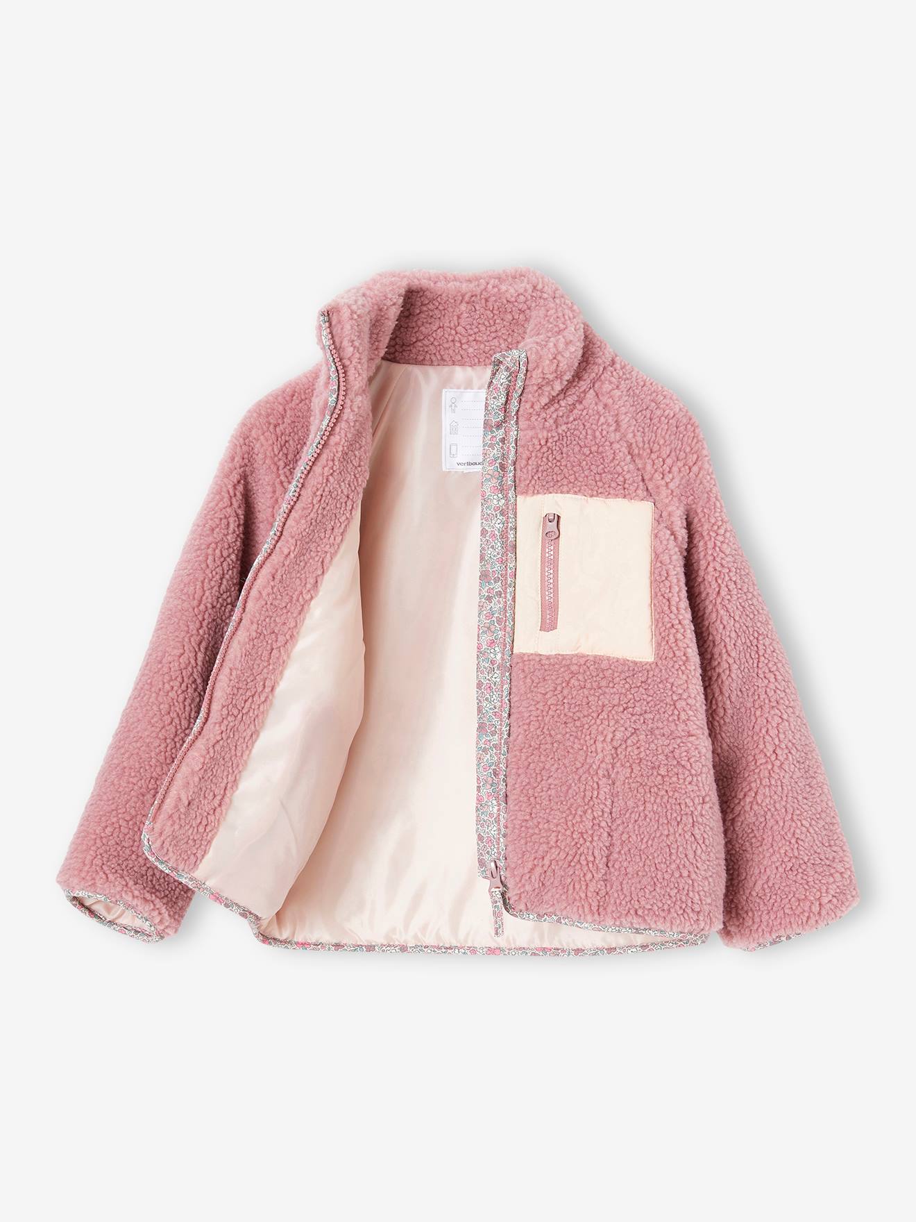 Jaqueta esportiva Sherpa para meninas, rosa antigo