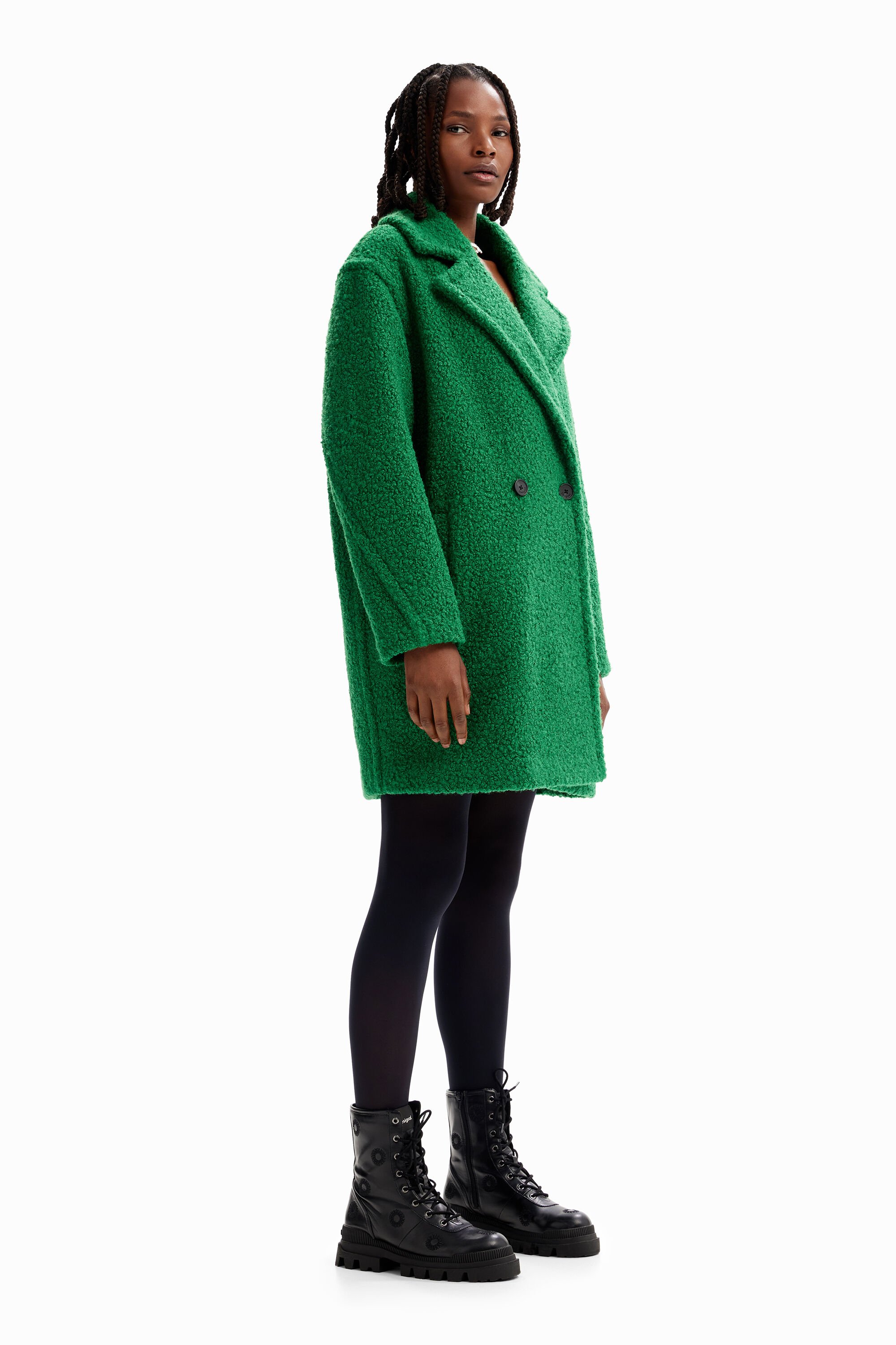 Manteau croisé bouclé