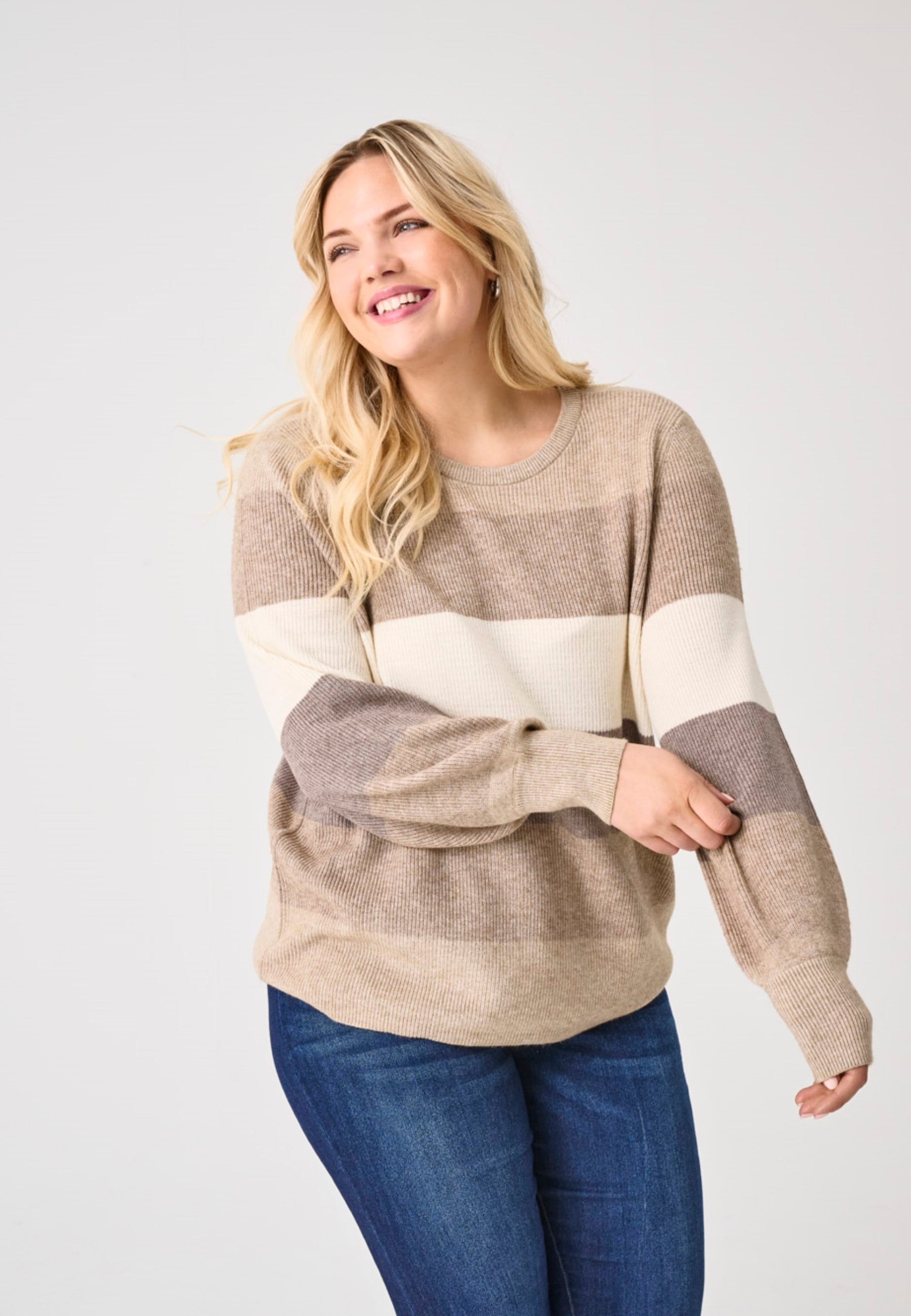 ONLY CARMAKOMA Strickpullover »CARNEW DARIA L/S STRIPE PULLOVER KNT«