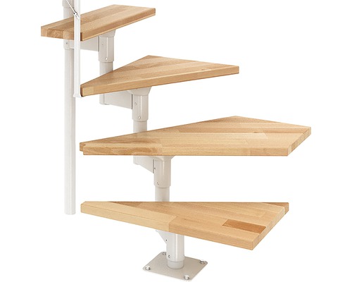 Pertura middentrap Hera Wit 1/4 draai links/rechts onder leuning 73,5 cm beuken gelamineerd hout gelakt 11 treden / 12 stootborden