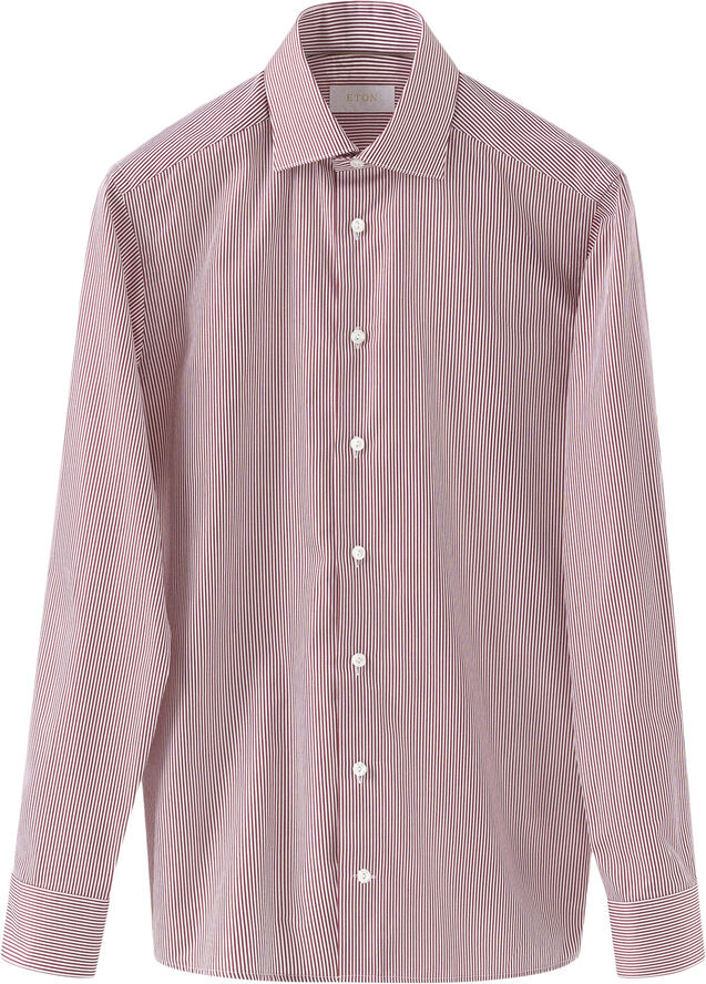 ETON Contemporary Fit Red Striped Elevatedtwill Shirt Rød