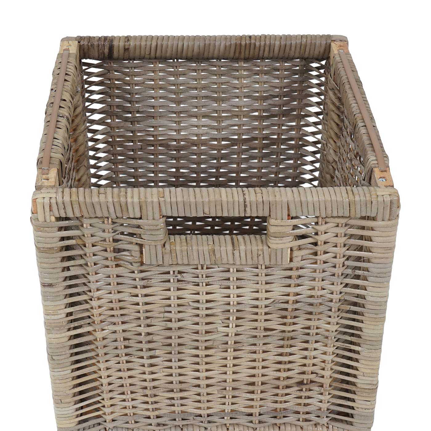 Sitzbank Adana, Aufbewahrungsbox, 3 Körbe, Kubu-Rattan-Geflecht, 112x46x37cm ~ hell
