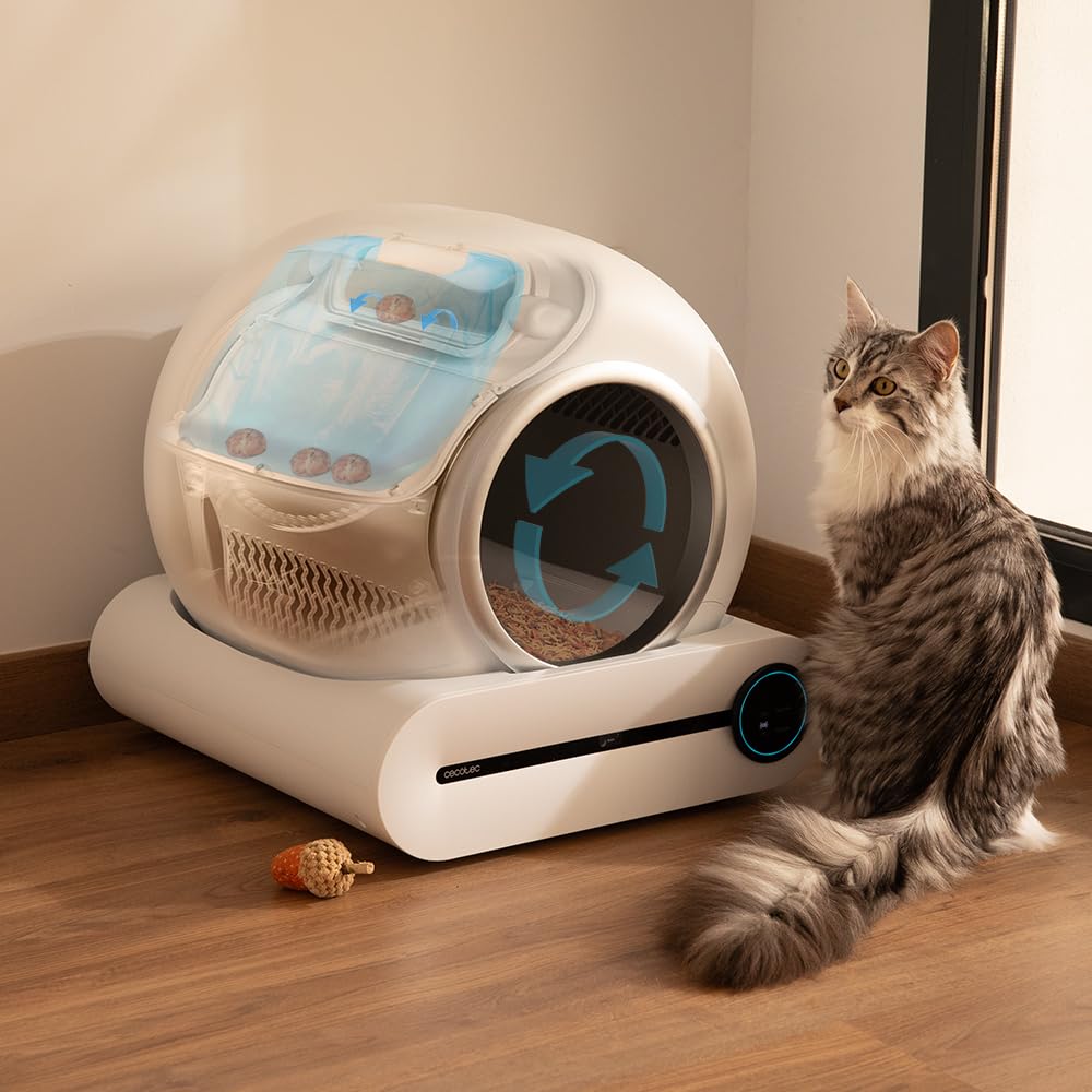 Cecotec Bac à Litière Autonettoyant pour Chats Pumba 8500 CleanKitty Smart. Triple Système de Désodorisation, Contrôle Via WiFi et Écran, Silencieux e