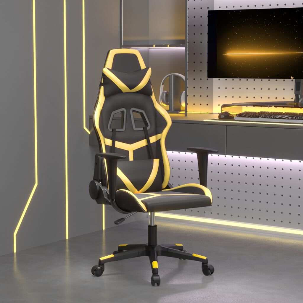 vidaXL Gaming stoel, zwart en goud, kunstleer