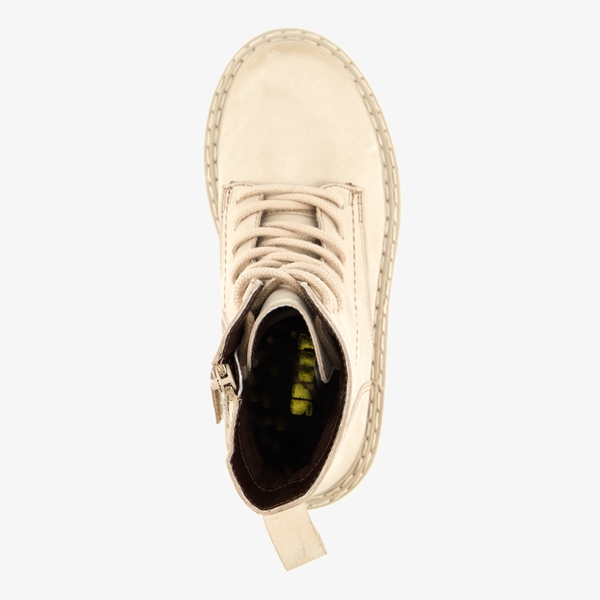 Groot leren meisjes veterboots beige