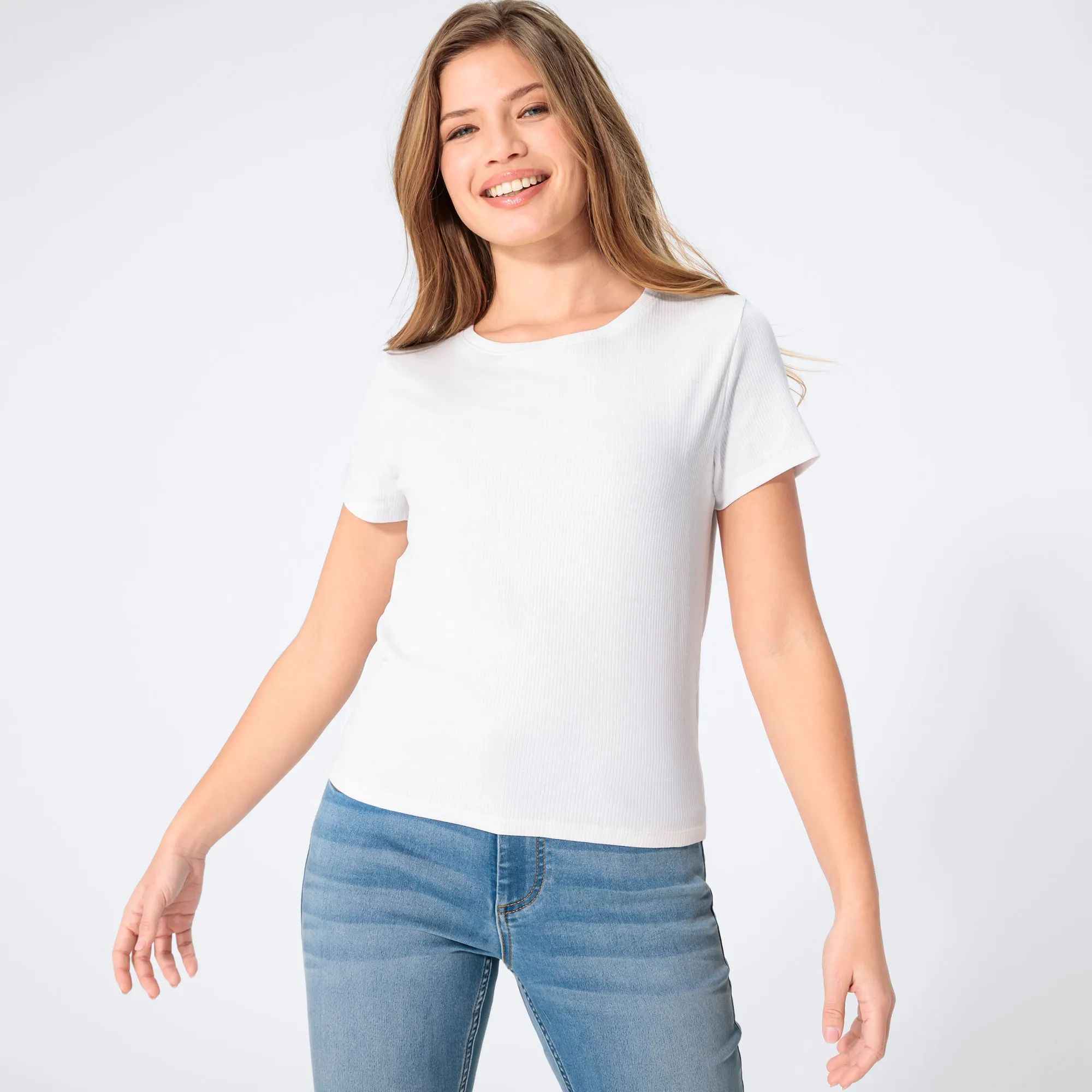 Damen-T-Shirt mit Ripp-Struktur