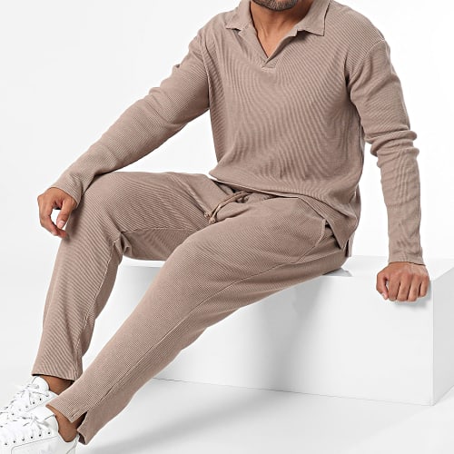 Ensemble Polo Manches Longues Et Pantalon Jogging Beige