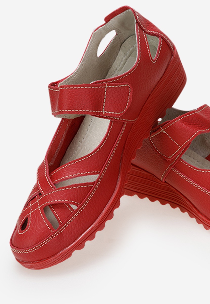 Ballerines femme en cuir rouges Simisa