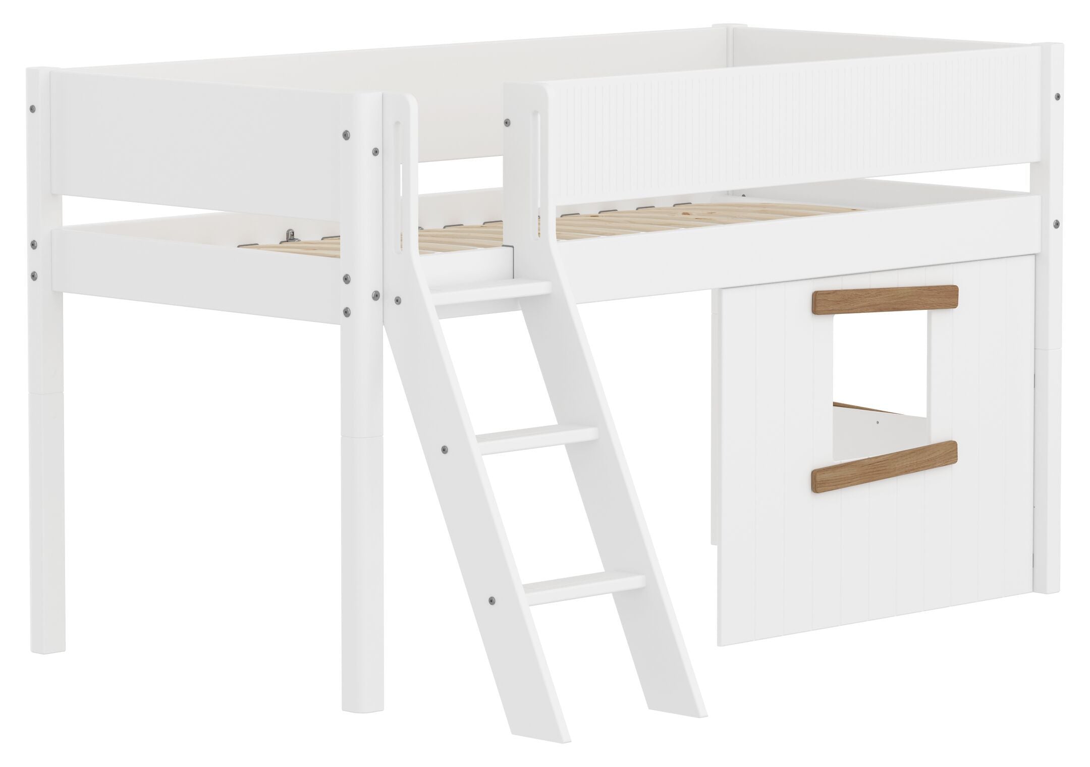 Flexa WHITE Halbhochbett mit Baumhaus - Weiss / B: 151.0 cm x T: 210.0 cm x H: 120.0 cm